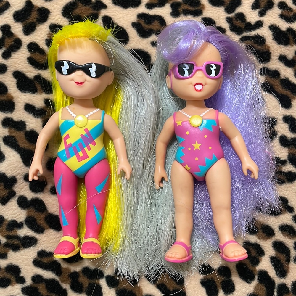 1986 Tonka HOLLYWOODS Hello Color 💜💛 Vintage Dolls 80s Neon Posable Cute Pink